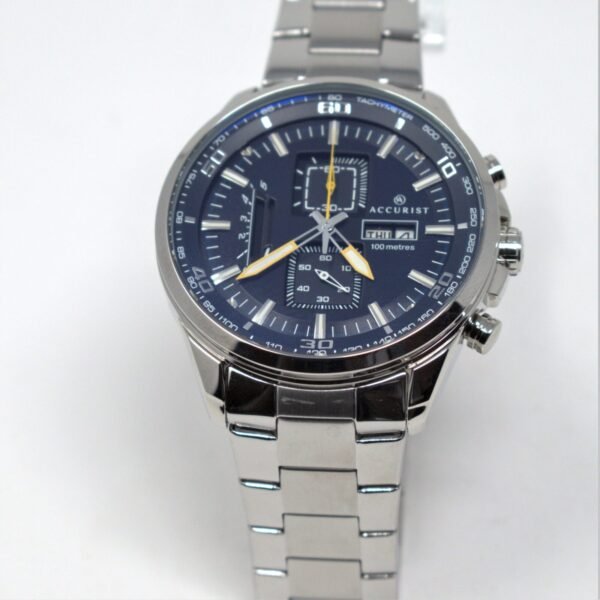 Accurist Mens Watch Chronograph Day Date Steel Bracelet 7005