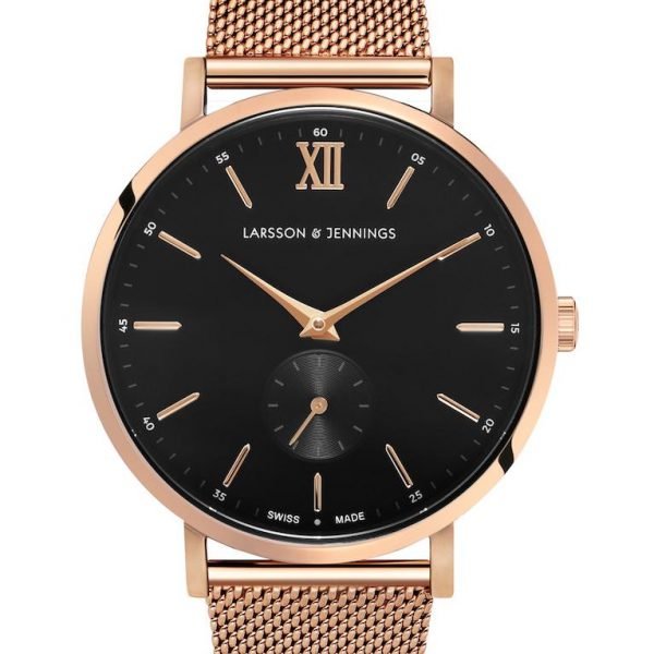LARSSON AND JENNINGS JURA MILANESE 38MM ROSE GOLD BLACK