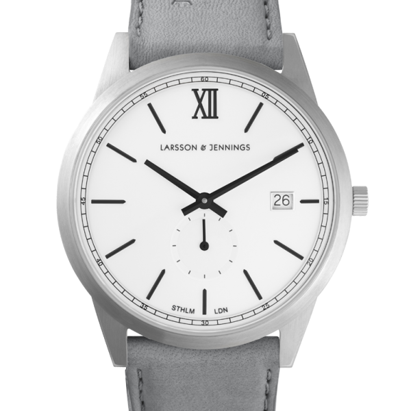 LARSSON AND JENNINGS SAXON LEATHER 39MM SILVER BLACK WATCH