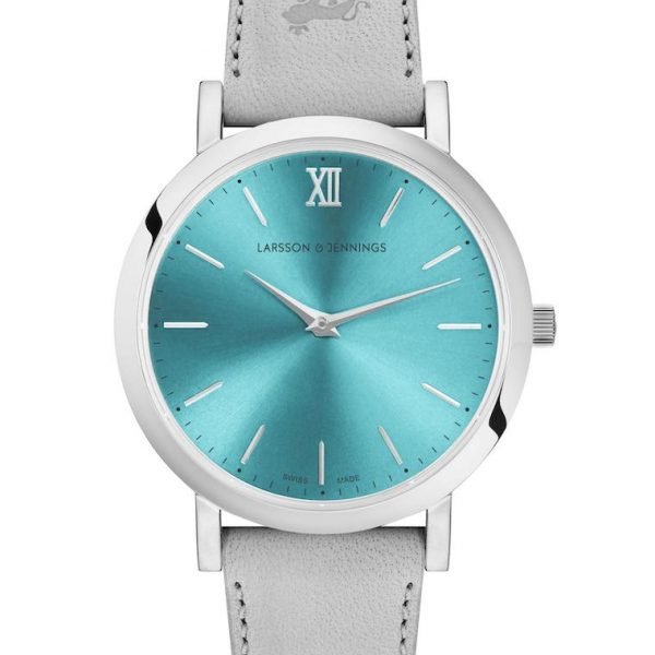 LARSSON AND JENNINGS SOLARIS LUGANO LEATHER 33MM SILVER BLUE