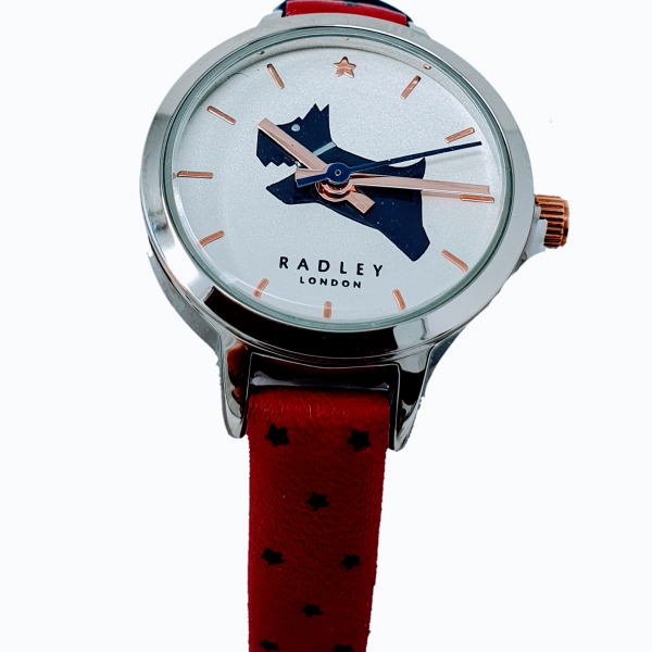Radley London silver and red star leather strap analogue watch RY2913A
