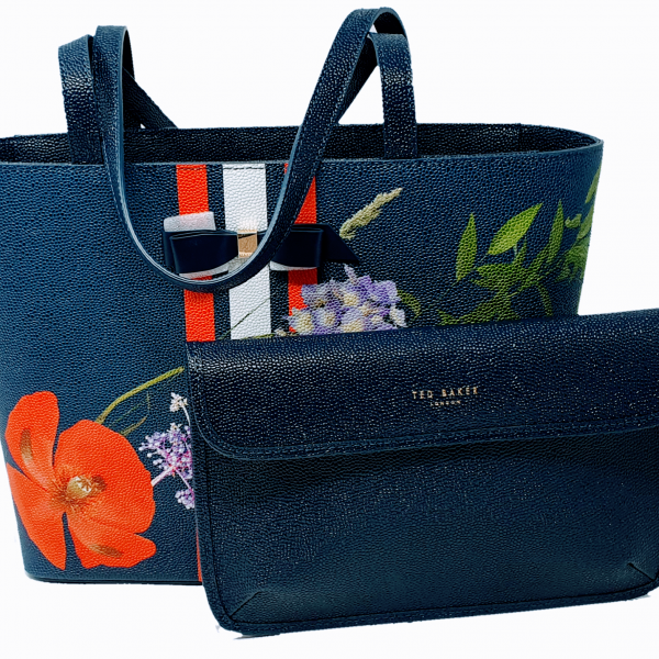 Ted Baker TITANIA Hedgerow leather shopper bag, Dark Blue