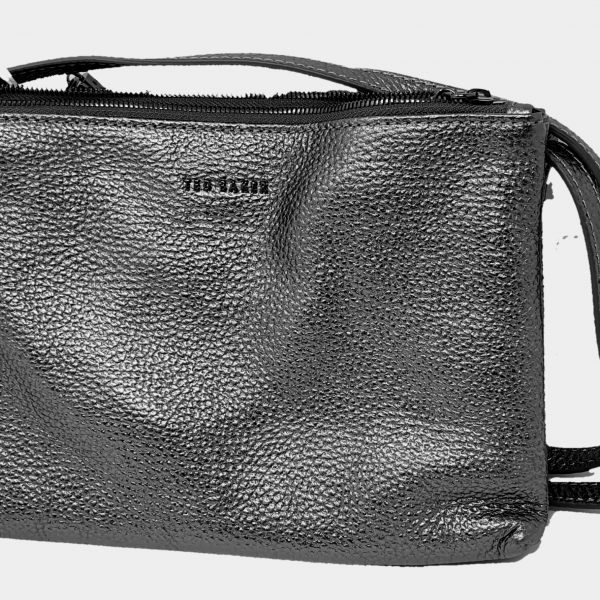 Ted Baker MACEYY Tassel Gunmetal leather double zip cross body bag
