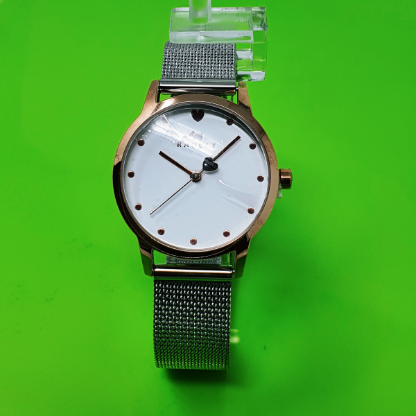 Radley Heart Dial Ladies Silver Mesh Strap Contrast Hand Watch RY4501A