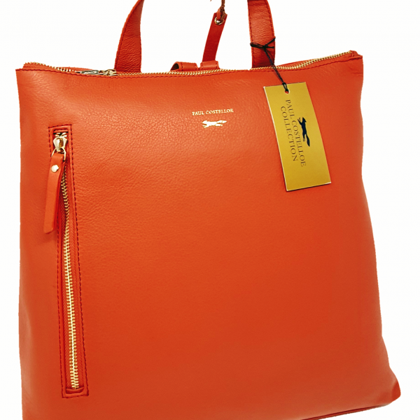 Paul Costelloe Rusty Orange Soft Leather Backpack