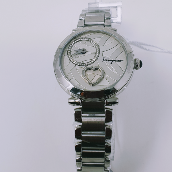 Salvatore Ferragamo Cuore Watch with Silver Dial, Beating Heart, Stainless Steel Bracelet FE2060016