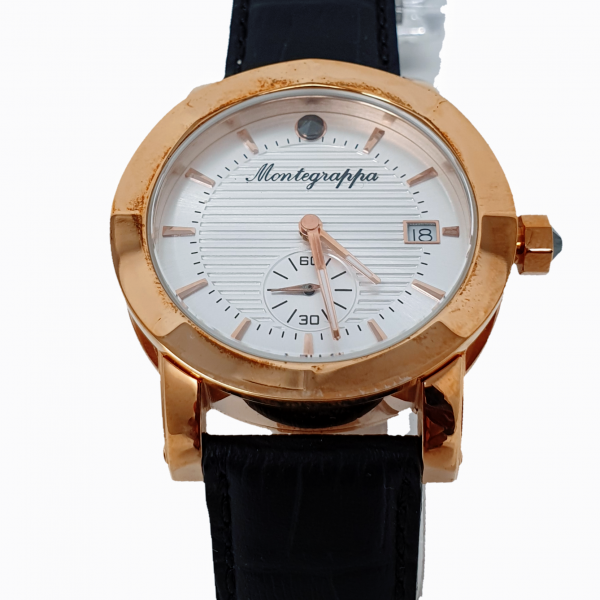MONTEGRAPPA black leather strap and rose gold case for ladies IDLNWA04