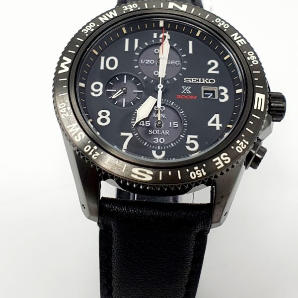 Seiko Prospex Land Men's Black Leather Strap Watch SSC707P1