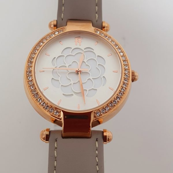 FOLLI FOLLIE Santorini Flower mother-of-pearl Grey leather watch 6010.2115