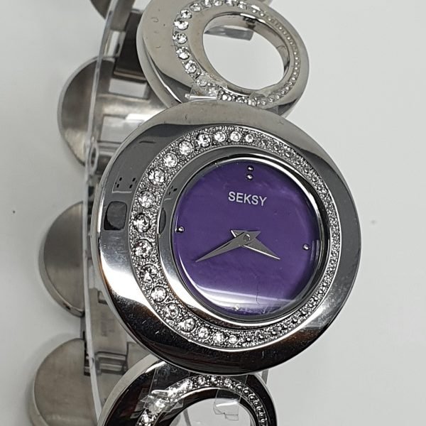 Seksy Ladies Silver Bracelet Watch Purple Dial 4452.73