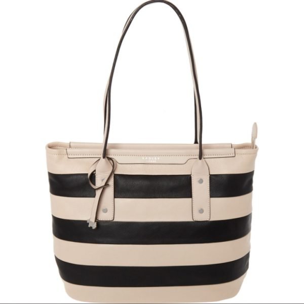 Radley 'Patcham Palace' Dove grey stripe leather tote bag handbag