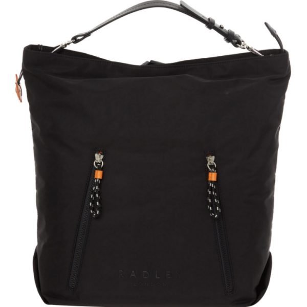 Radley Black Crofters Way Large Multiway Nylon Zip top Hobo Backpack