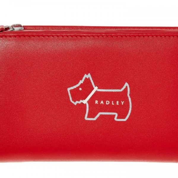 Radley Medium Red Leather Bi-fold Purse in Heritage Dog Outline Design S1770610