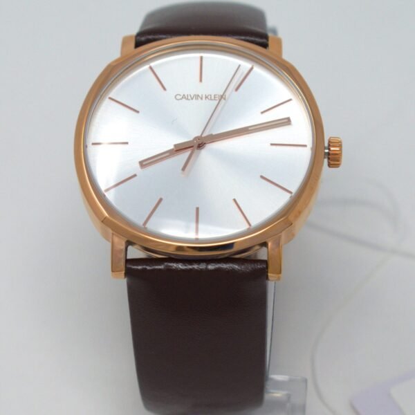 Calvin Klein Posh Men's Silver Dial Brown Leather Strap Watch K8Q316G6
