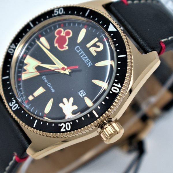 Citizen Disney Mickey Mouse Black Leather Strap Watch AW1596-08W eco-drive