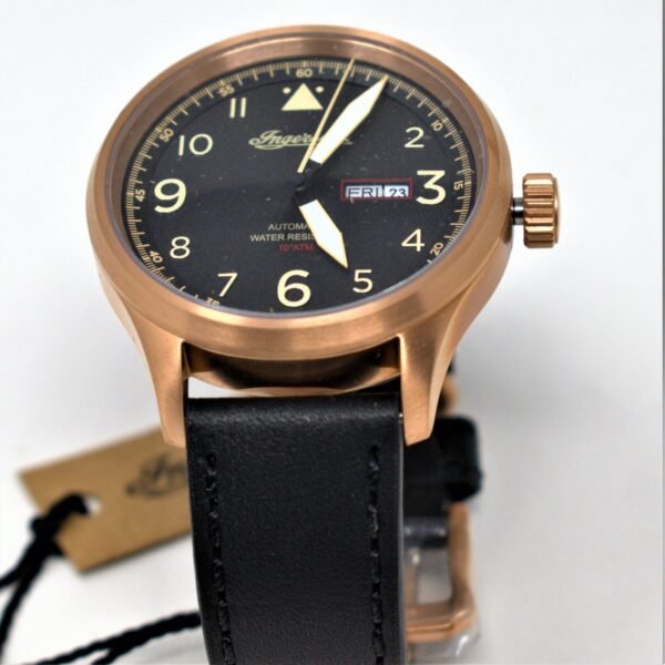 Ingersoll Men's The Bateman Automatic Watch with Black Dial and Black Leather Strap I01803