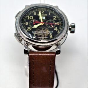 Ingersoll The Bloch Automatic Watch with Black Dial and Brown Leather Strap I02602