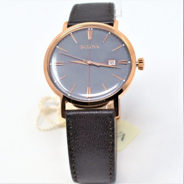 Bulova Designer Aerojet Watch Brown Leather Strap Wrist Watch 97B154