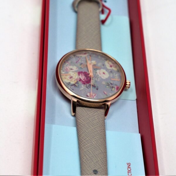 Cath Kidston CKL069ERG Grey Strap Watch With Grey Printed Floral Dial and Rose Gold Case