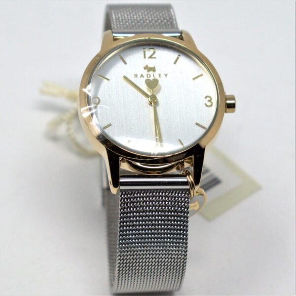 Radley Ladies RY4535A Silver Mesh Bracelet Watch and Heart Dog Charm