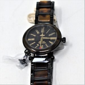 Vivienne Westwood Orb Watch with IP Black and tortoise shell bracelet VV006BKBR