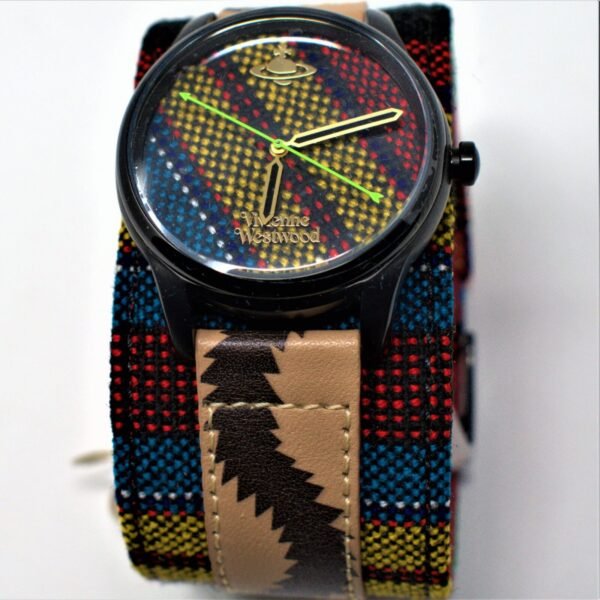Vivienne Westwood Africa Ladies Watch Multi Coloured Dial Multi Coloured Leather Cuff VV197BKAF