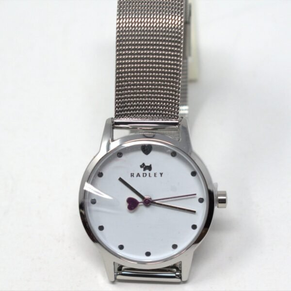 Radley Heart Dial Ladies Silver Mesh Strap Contrast Hand Watch RY4503A