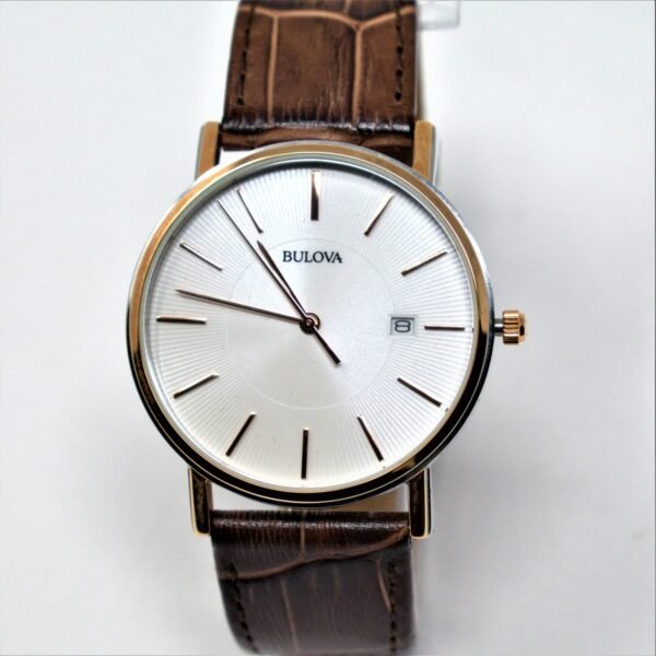 Bulova Men's Classic Brown Leather Rose Gold Bracelet Watch 98H51