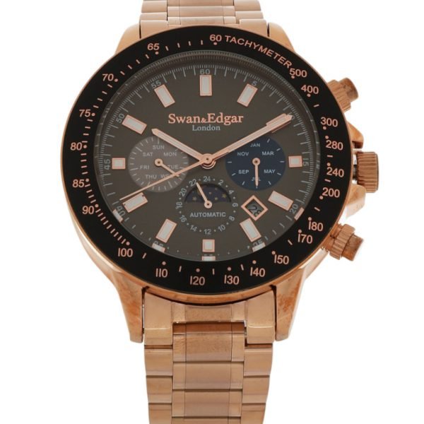SWAN & Edgar Rose Gold Tone Chronograph TACHYMETER Sports Automatic Watch SE0035