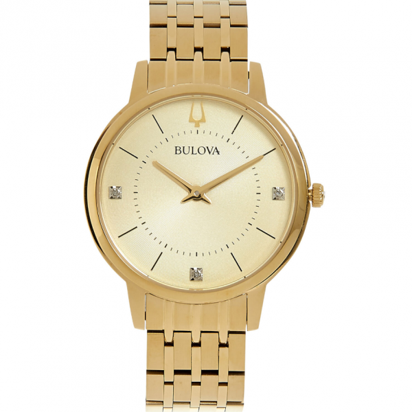 Bulova 97P123 Ladies Classic Gold Tone Diamond Wristwatch