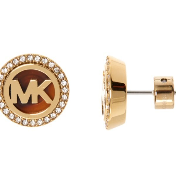 MICHAEL KORS Gold Tone Crystal Branded Earrings