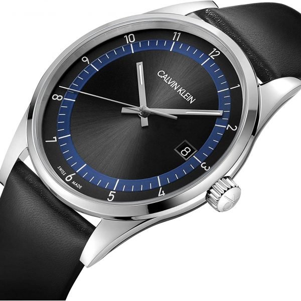 Calvin Klein Men's Completion Black Leather Strap Watch KAM211C1