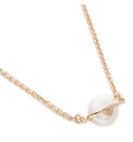 Emporio Armani Necklace EG3532221 Rose Gold-Tone Sterling Silver Pearl Pendant