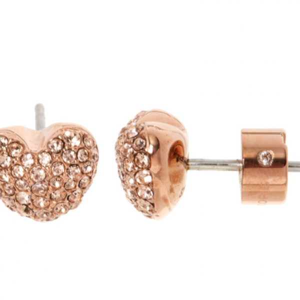 Michael Kors Brilliance Rose Gold Plated Heart Earrings MKJ6320791