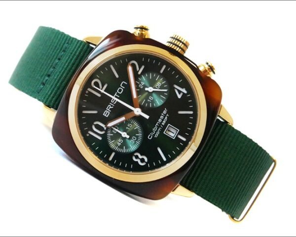 BRISTON Clubmaster Chronograph Quartz Green Dial Men's Watch 15140.PYA.T.10.NBG