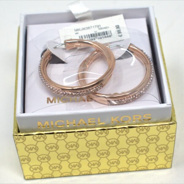MICHAEL KORS Rose Gold Tone Embellished Hoop Earrings
