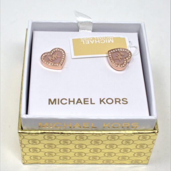 Michael Kors Rose Gold Mk Heart Pave Crystal Halo Studs earrings MKJX5066791