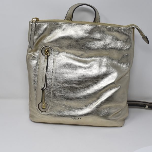 Radley London Tailors Court Gold Backpack Satchel Top Zip Adjustable Straps