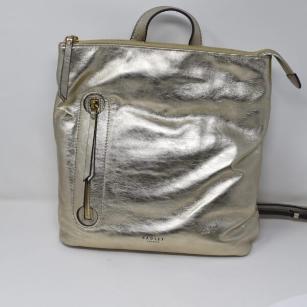 Radley London Tailors Court Gold Backpack Satchel Top Zip Adjustable Straps