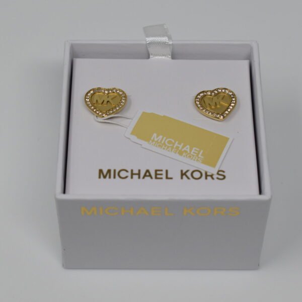 Michael Kors Gold Tone Mk Heart Pave Crystal Halo Studs earrings mkjx6259710