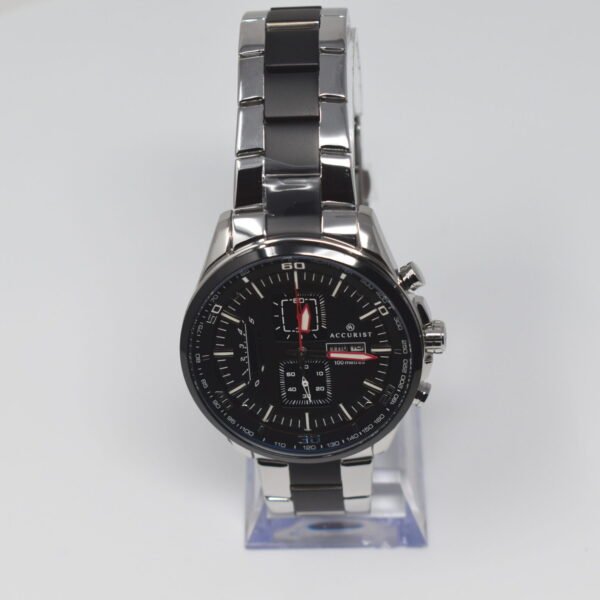 ACCURIST 7006 Stainless Steel Black and Silver Chronograph Mens Watch