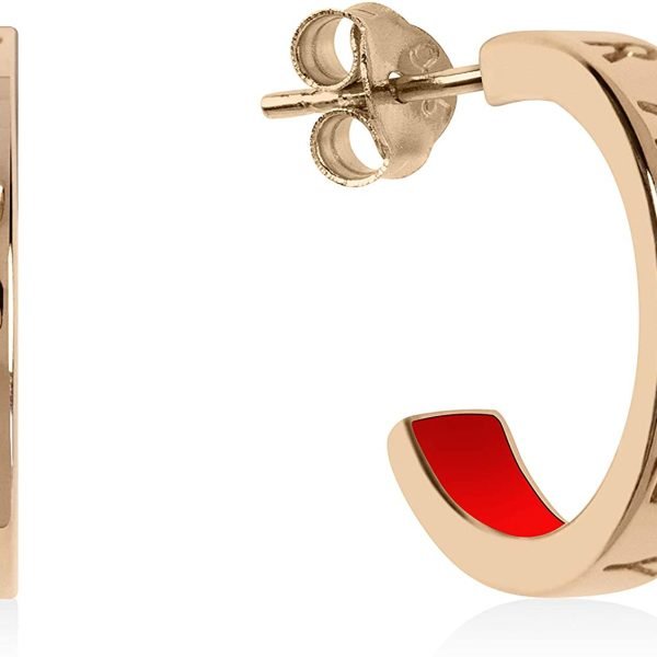Radley Hello Love Rose Gold Red Enamel Inner Engraved Earrings RYJ1160S