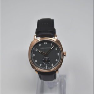 Larsson & Jennings Unisex Meridian Watch with 38mm Charcoal dial and Black Leather Strap ME38-LBK-RGC