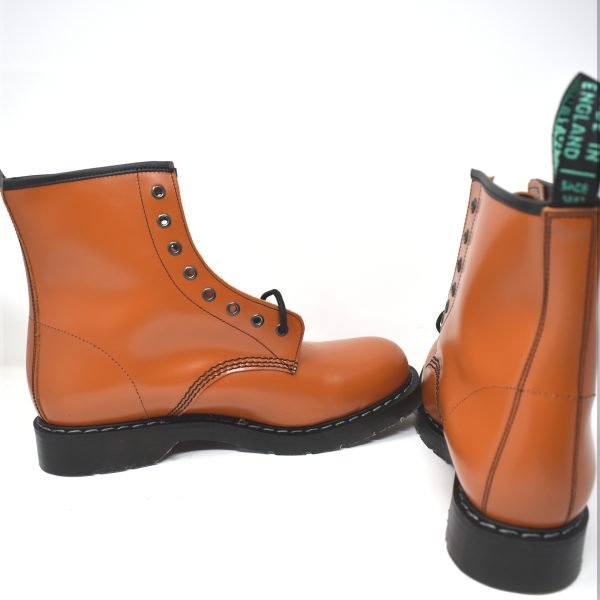 SOLOVAIR Tan Hi-shine Leather Eight Eye Derby Boots UK 11 EU 45.5 US 12