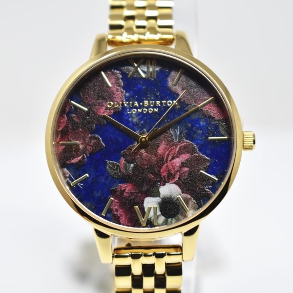 Olivia Burton Demi Lapis Lazuli Floral Dial Gold Bracelet Watch OB16SP13