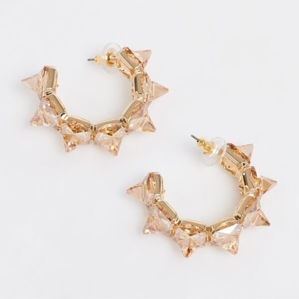 Swarovski Ortyx Hoop Earrings Pyramid Cut Yellow Gold-Tone Plated 5613722