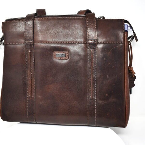Spikes & Sparrow Business Leather Laptop Bag with Tablet Pocket Dark Brown