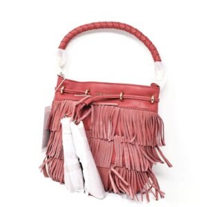 Ted Baker PARALEE Braided handle fringe mini bucket bag DEEP PINK
