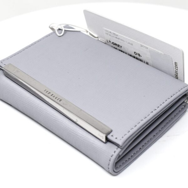 TED BAKER ELIZZAA Metallic leather bar mini purse GREY
