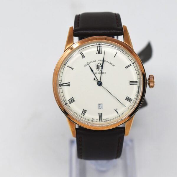 Dufa Deutsche Uhrenfabrik Unisex Rose Gold Watch Brown Leather Strap Weimar DF-9008-05